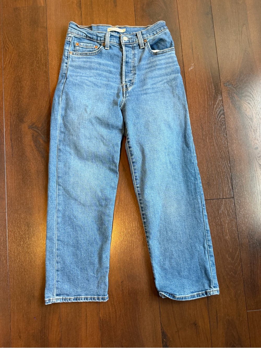 Levi's Ribcage Straight Ankle Jeans Medium
Wash High Rise Button Fly 27 denim - Picture 4 of 6